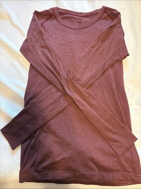 lululemon athletica Long Sleeve Stripe Tee in Mauve